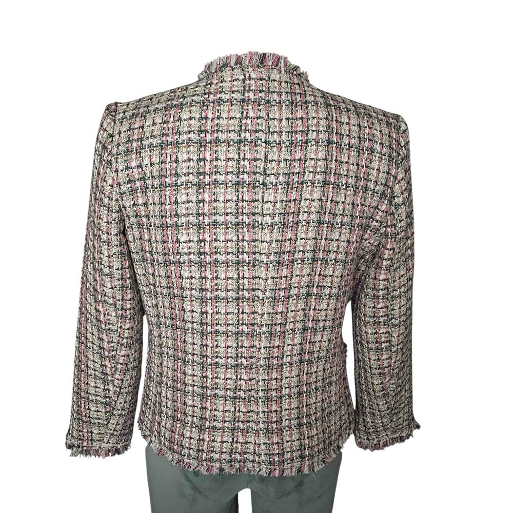 Womens Ann Taylor Pastel Tweed Cascade Fringe Double-Breasted Jacket Multi Sze 4 - Picture 2 of 6